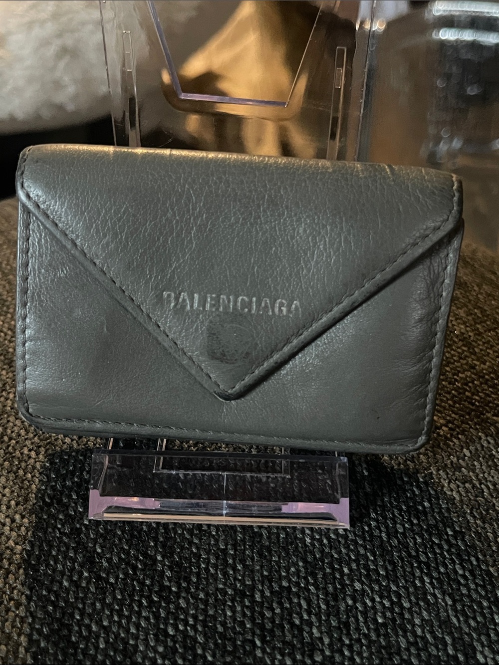 Balenciaga Grey Leather Envelope Card Wallet